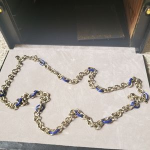 Long JCrew Blue and Gold Necklace
